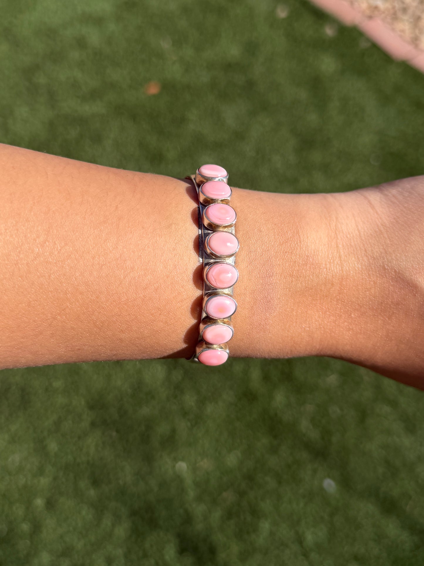 Pink Conch multi stone Cuff