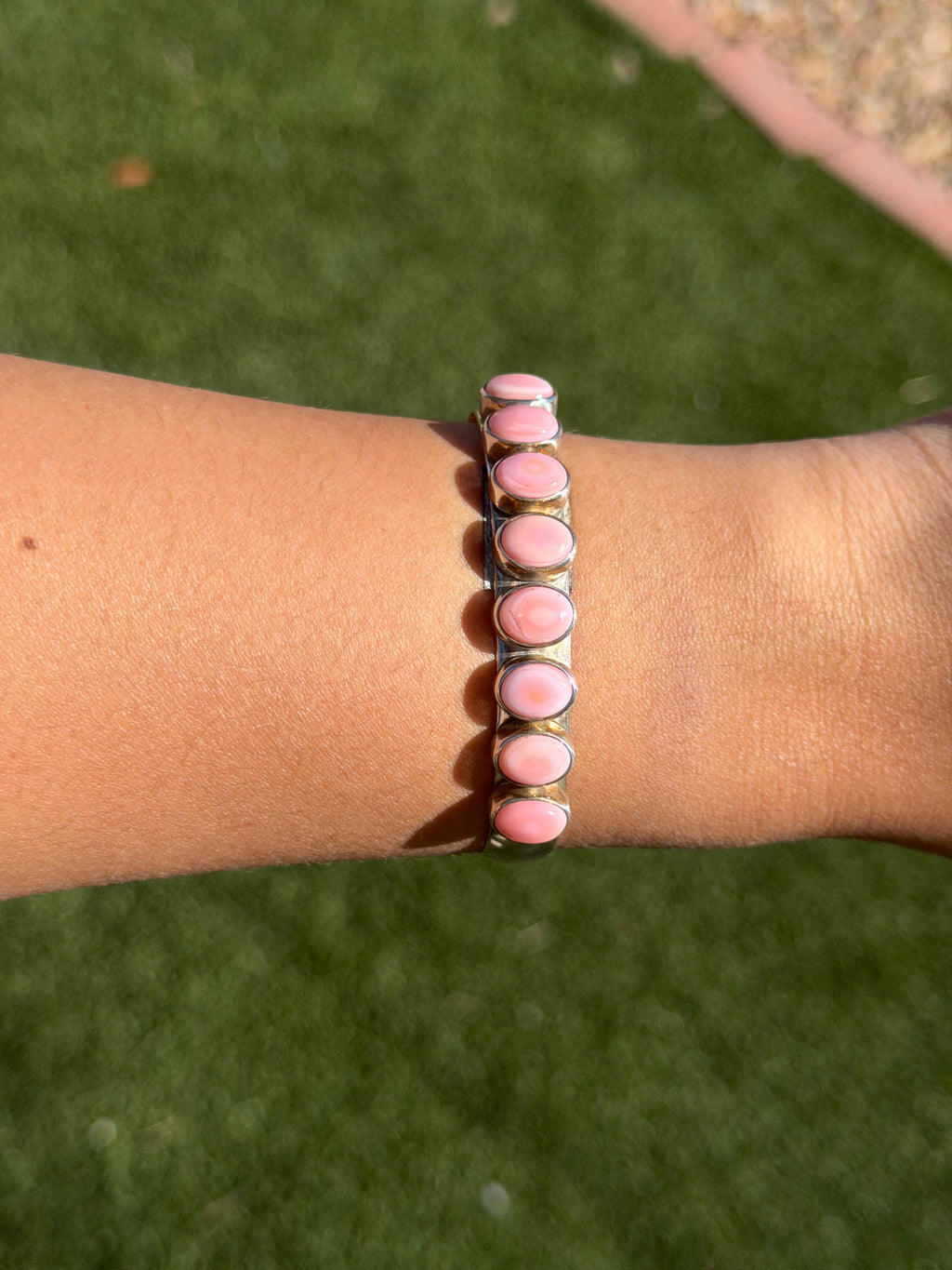 Pink Conch multi stone Cuff