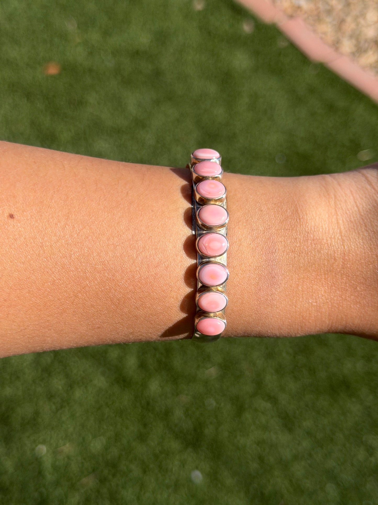 Pink Conch multi stone Cuff