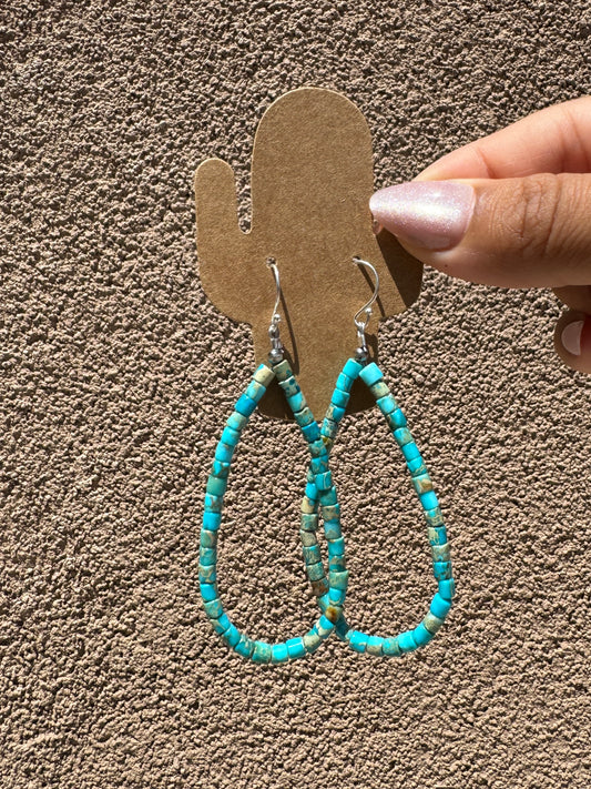 Turquoise heishi loop earrings