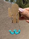 Liquid silver loop earrings with Turquoise chips