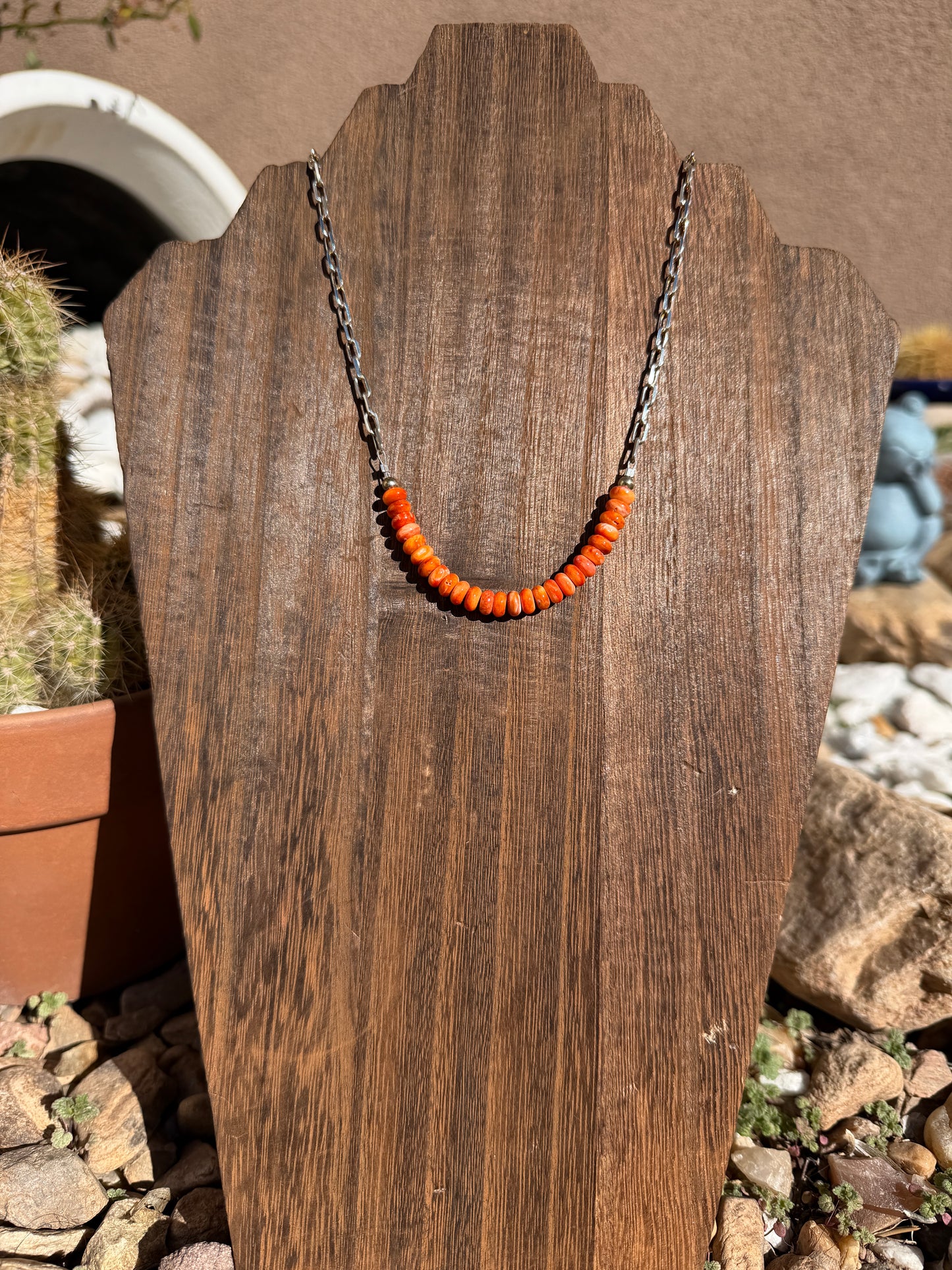 Orange spiny chain necklace