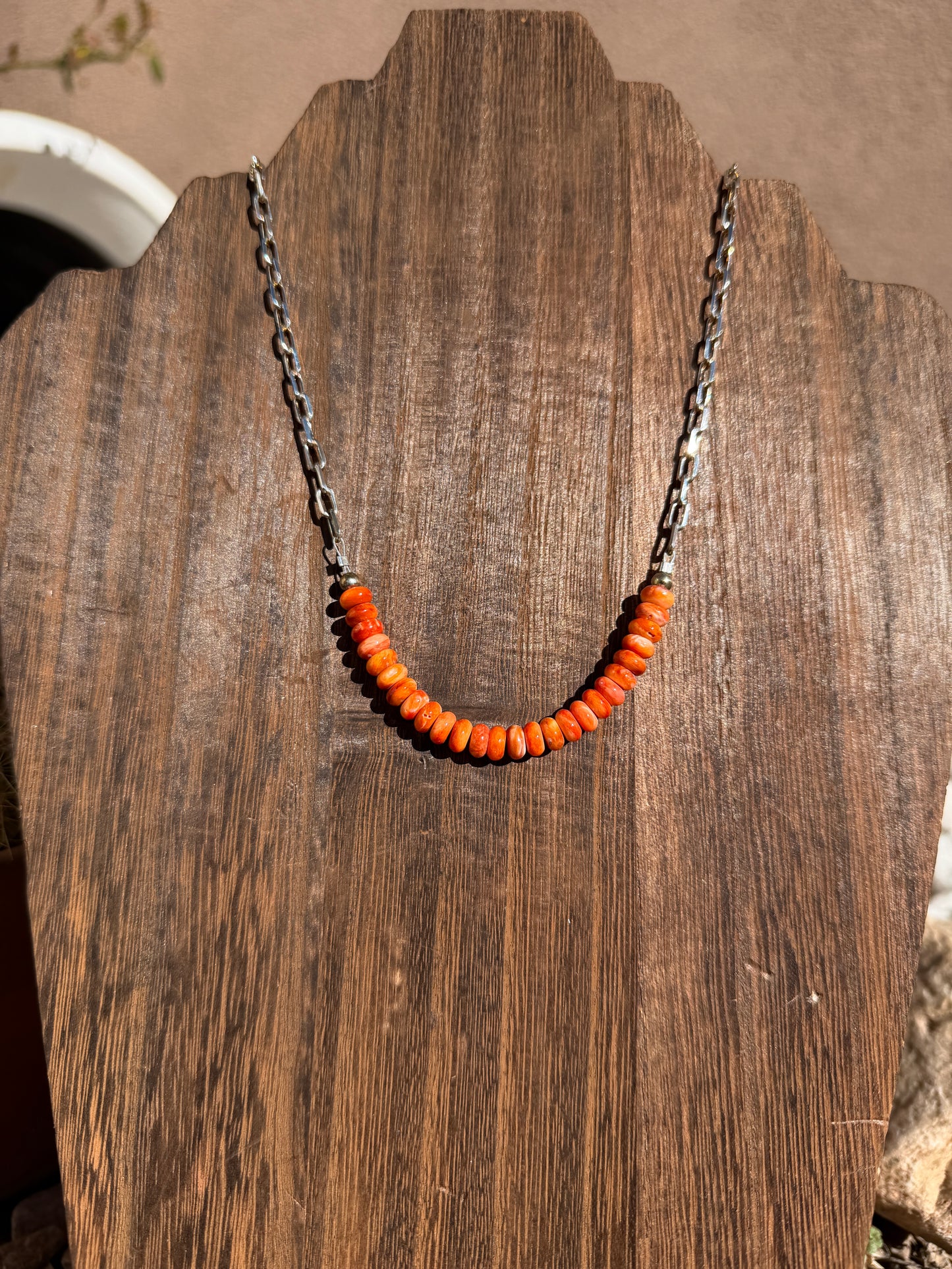 Orange spiny chain necklace
