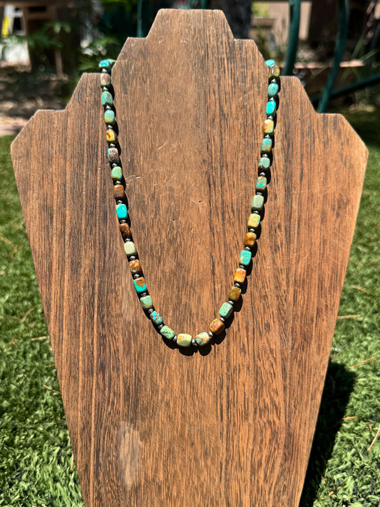 Turquoise & silver pearl necklace