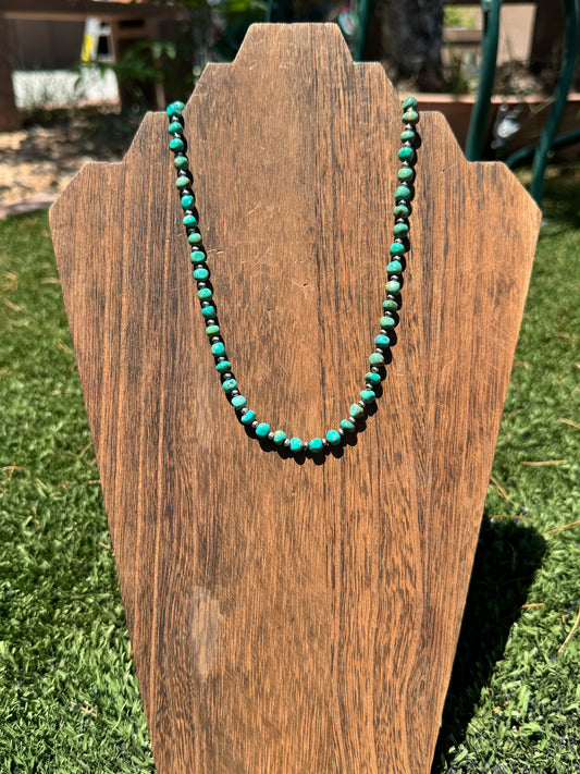 Turquoise & silver pearl necklace