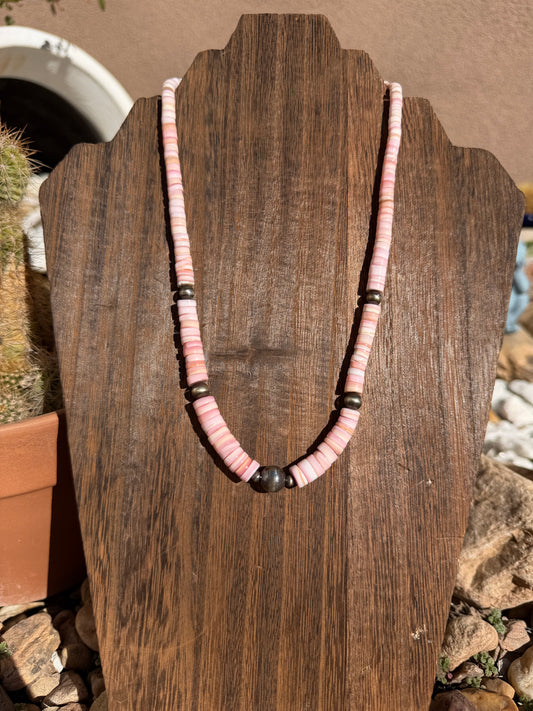 Pink conch & Silver stacker