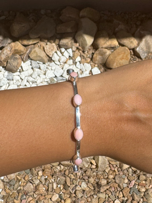 Silver & Pink conch bangle