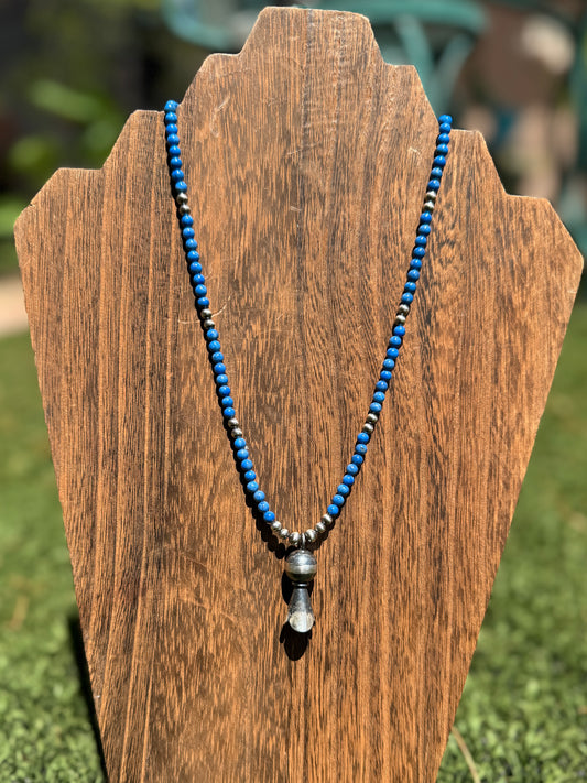 Blue Denim Lapis necklace with Blossom