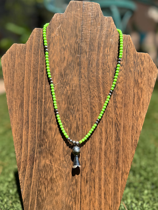 Gaspeite Necklace with Blossom