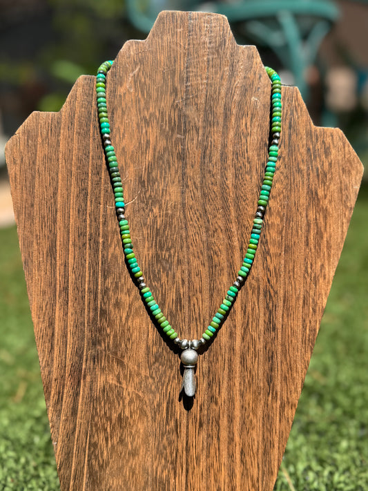 Turquoise rondelle necklace with Blossom
