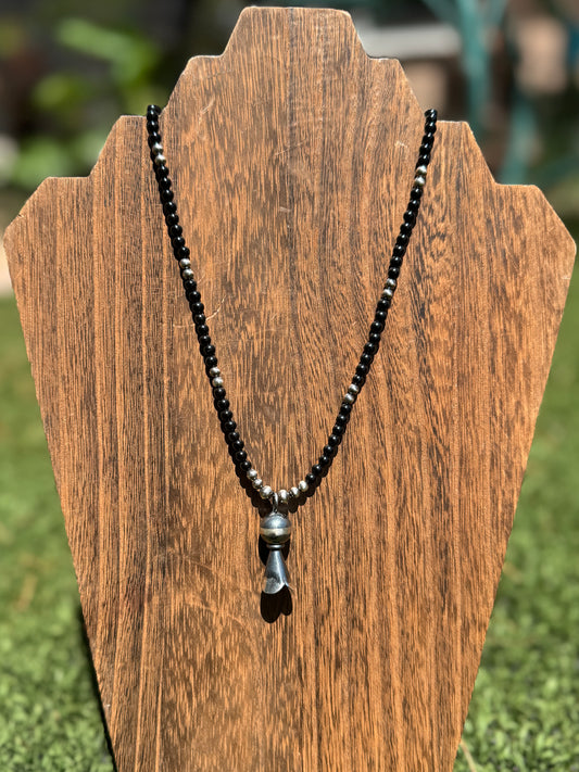 Black Onyx necklace with Blossom