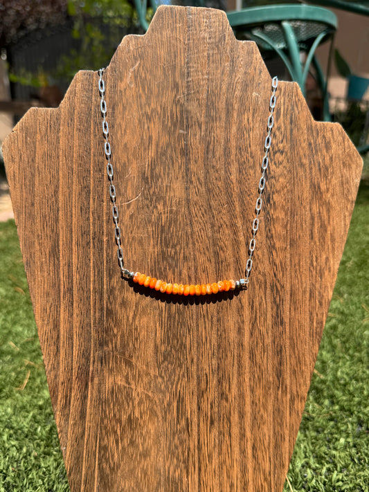 Orange spiny rondelle necklace