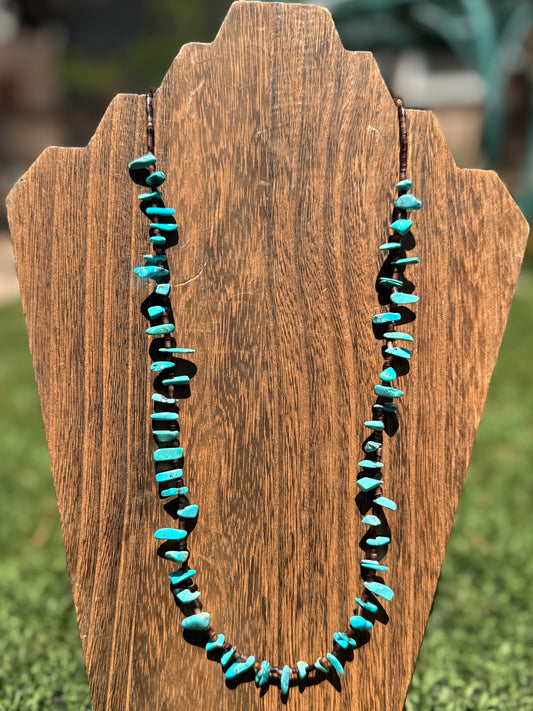 Brown Penshell necklace with Turquoise chips