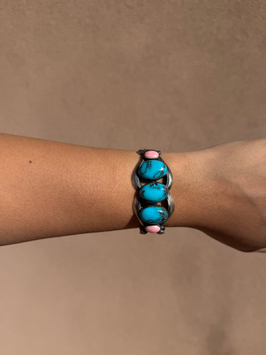 Chimney Butte TQ & Pink conch cuff
