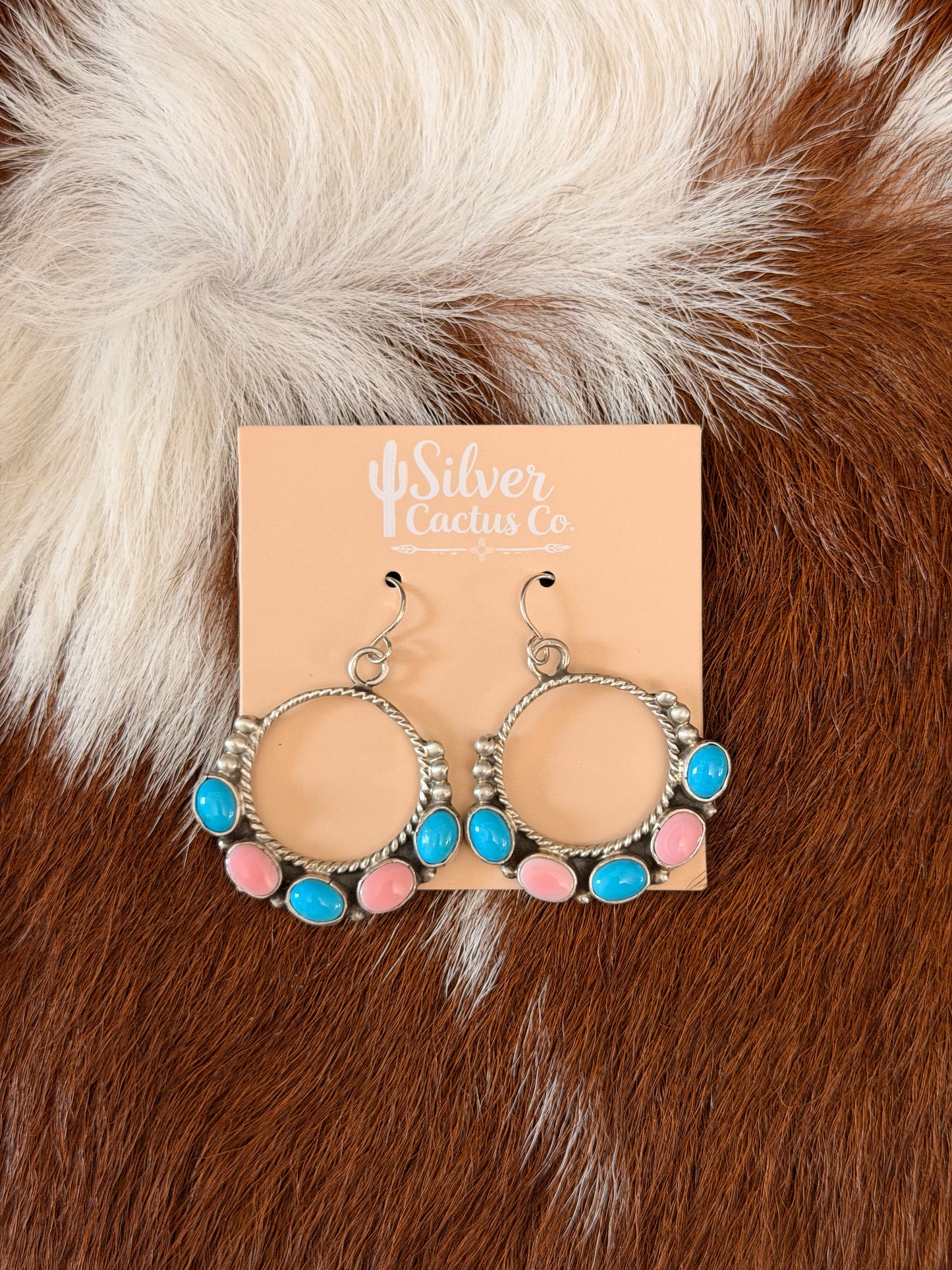 Marcella James Pink Conch & Sleeping Beauty Earrings