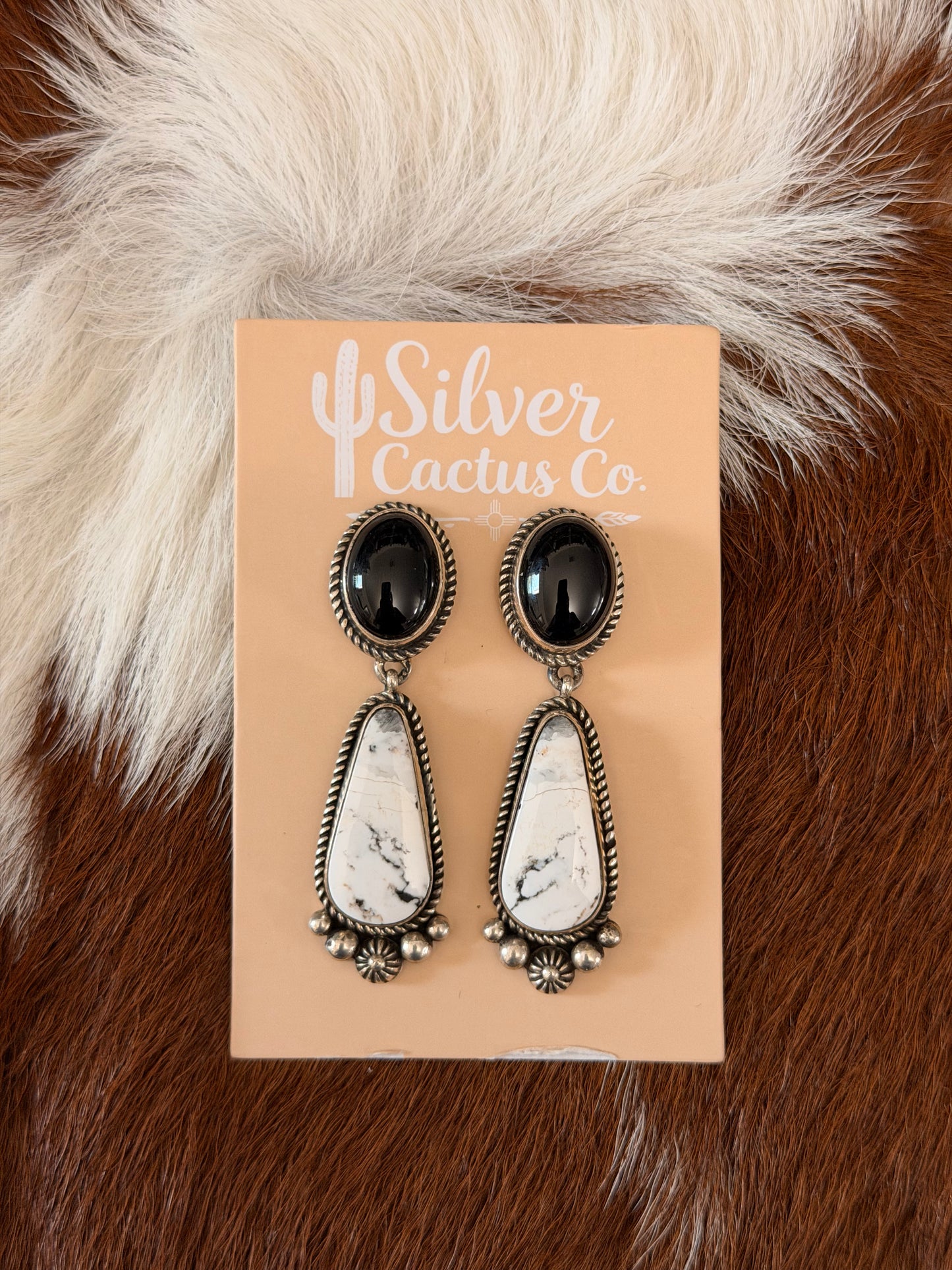 Albert Jake Black Onyx and White Buffalo Earrings