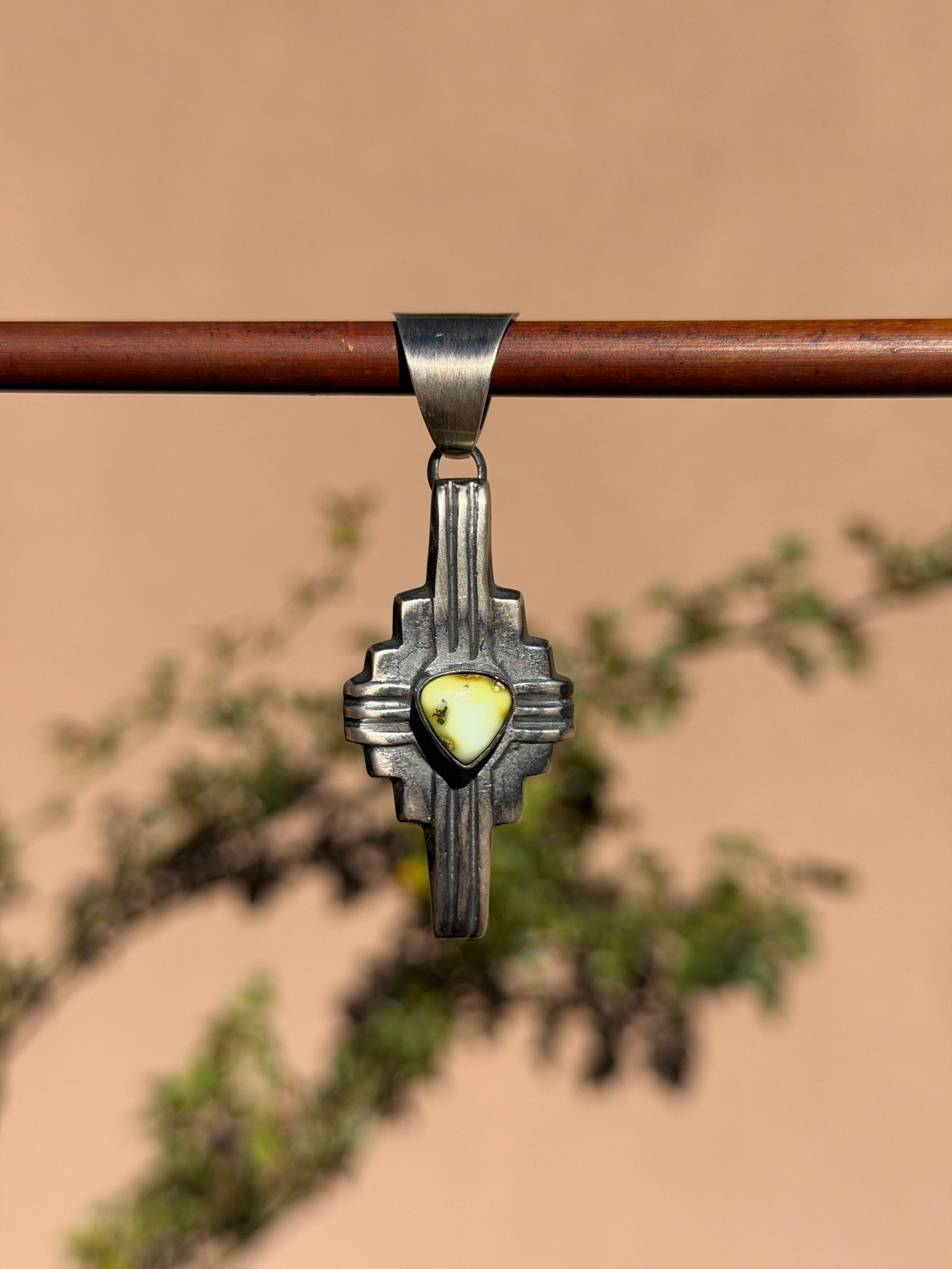 Chimney Butte Palomino Zia cross pendant