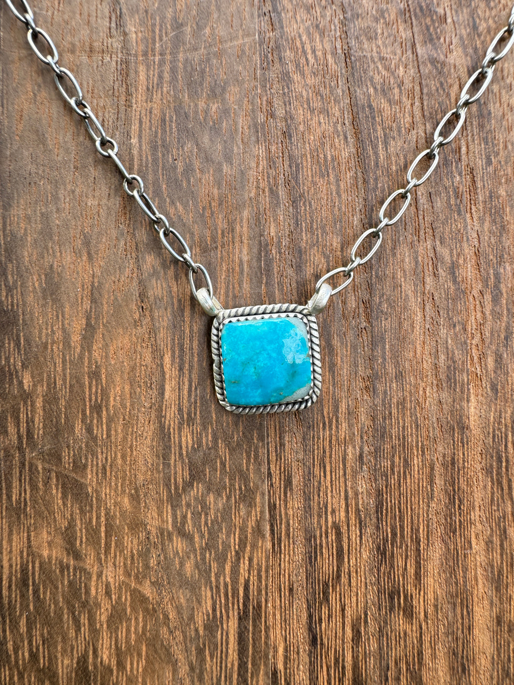 Square Turquoise  Mini Bar Necklace