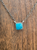 Square Turquoise  Mini Bar Necklace