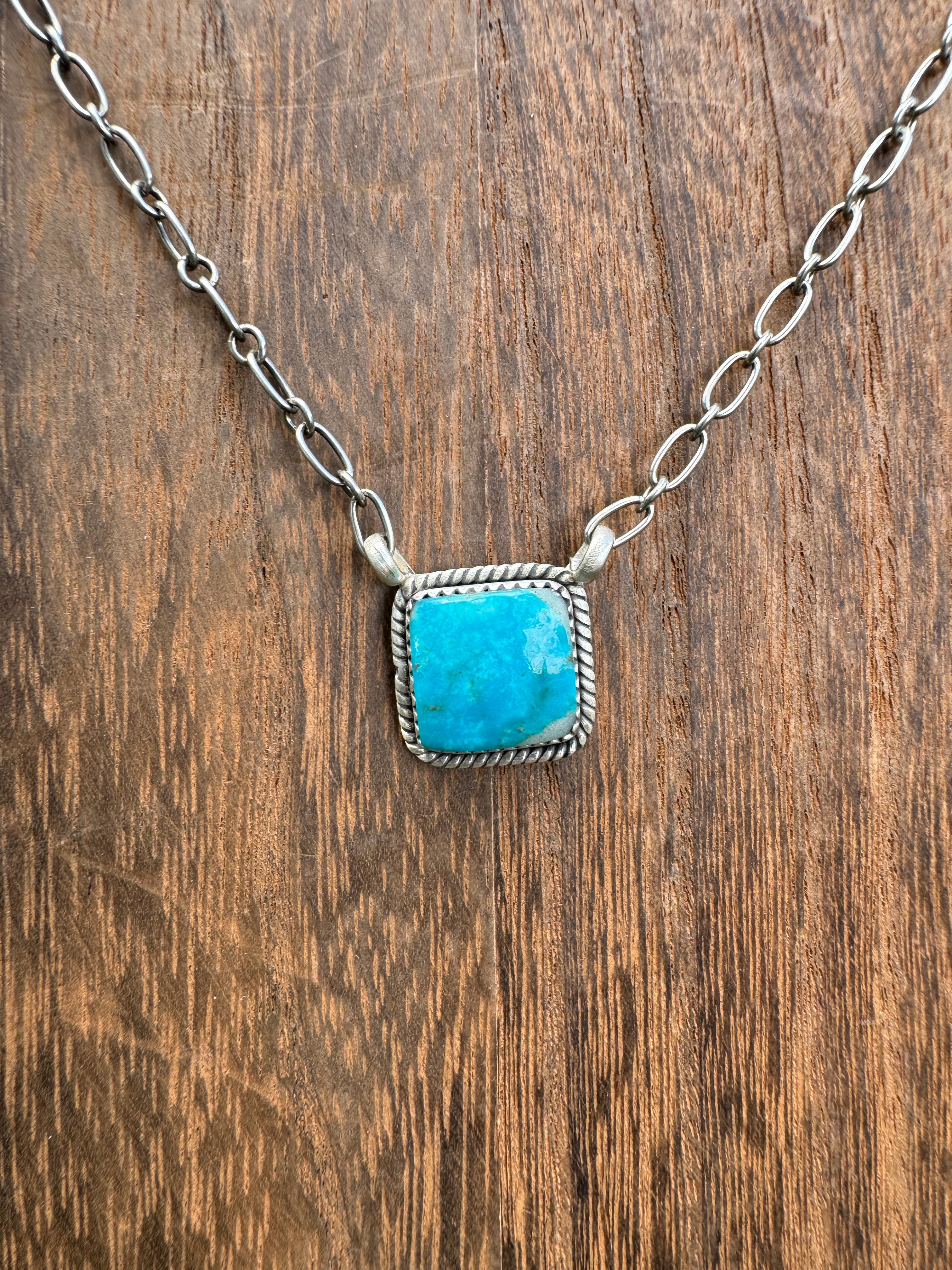 Square Turquoise  Mini Bar Necklace