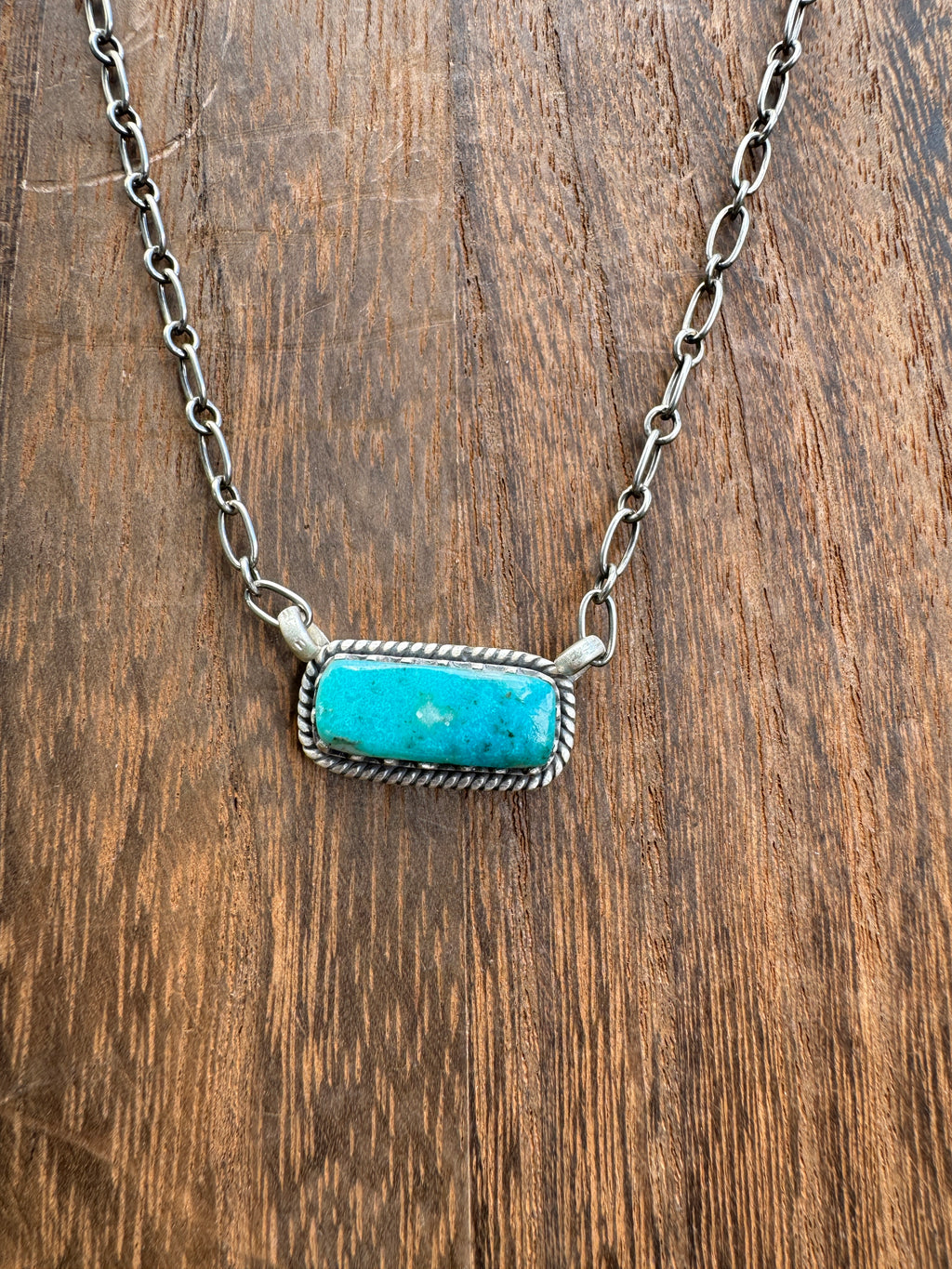 Turquoise Rectangle Bar Necklace