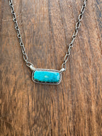 Turquoise Rectangle Bar Necklace