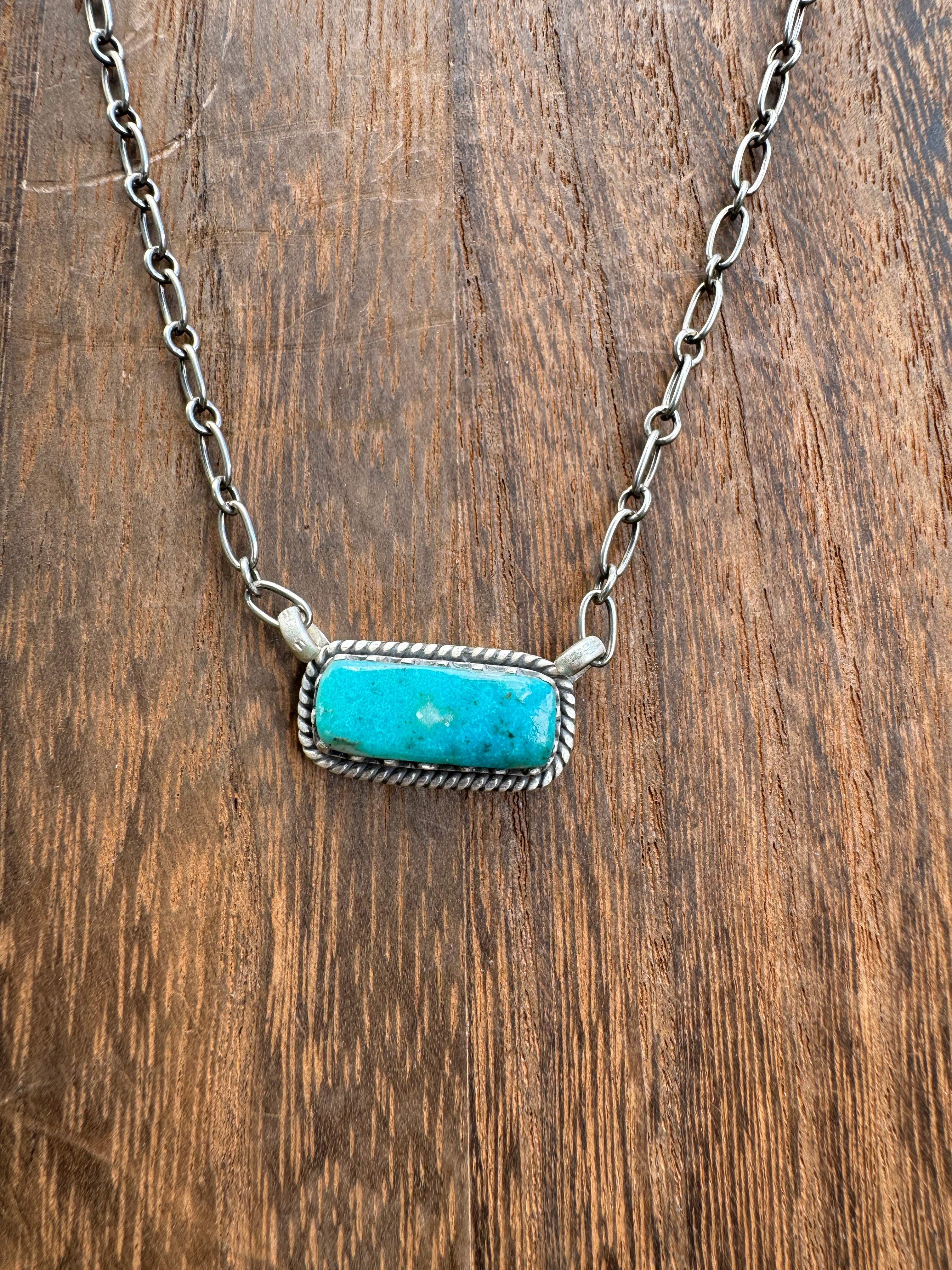 Turquoise Rectangle Bar Necklace