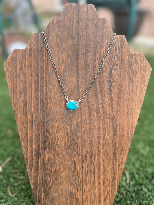Round Turquoise bar necklace