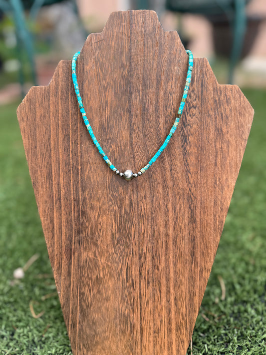 Turquoise heishi choker necklace
