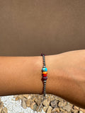 Silver pearl clasp bracelet with stones