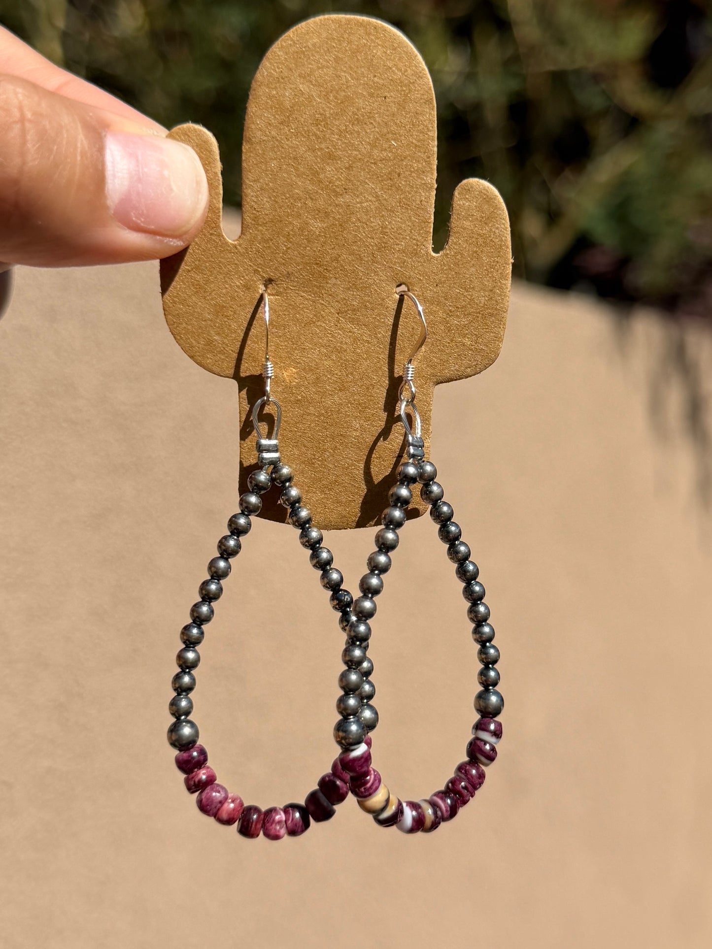 Pearls & Purple Spiny loop earrings