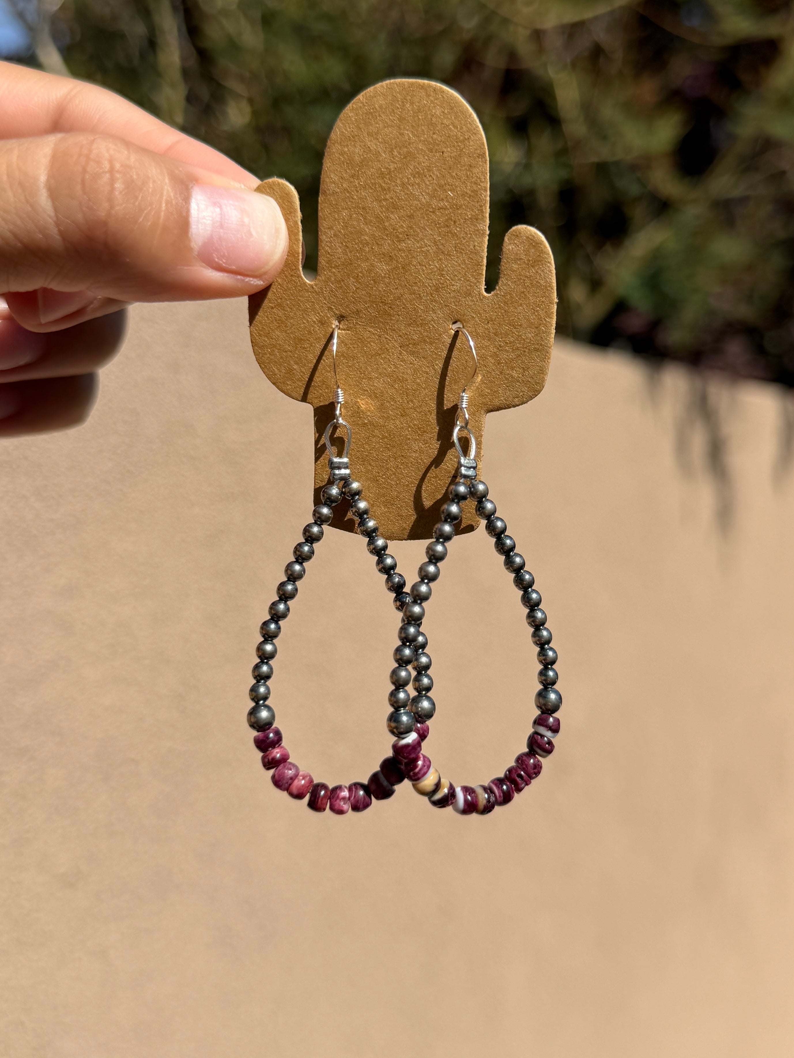 Pearls & Purple Spiny loop earrings