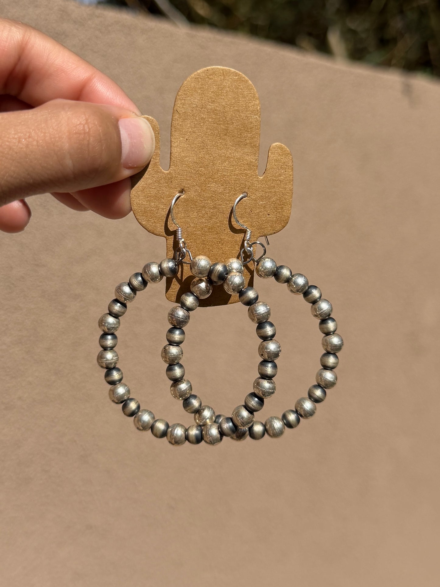 Chimney Butte silver pearl hoops