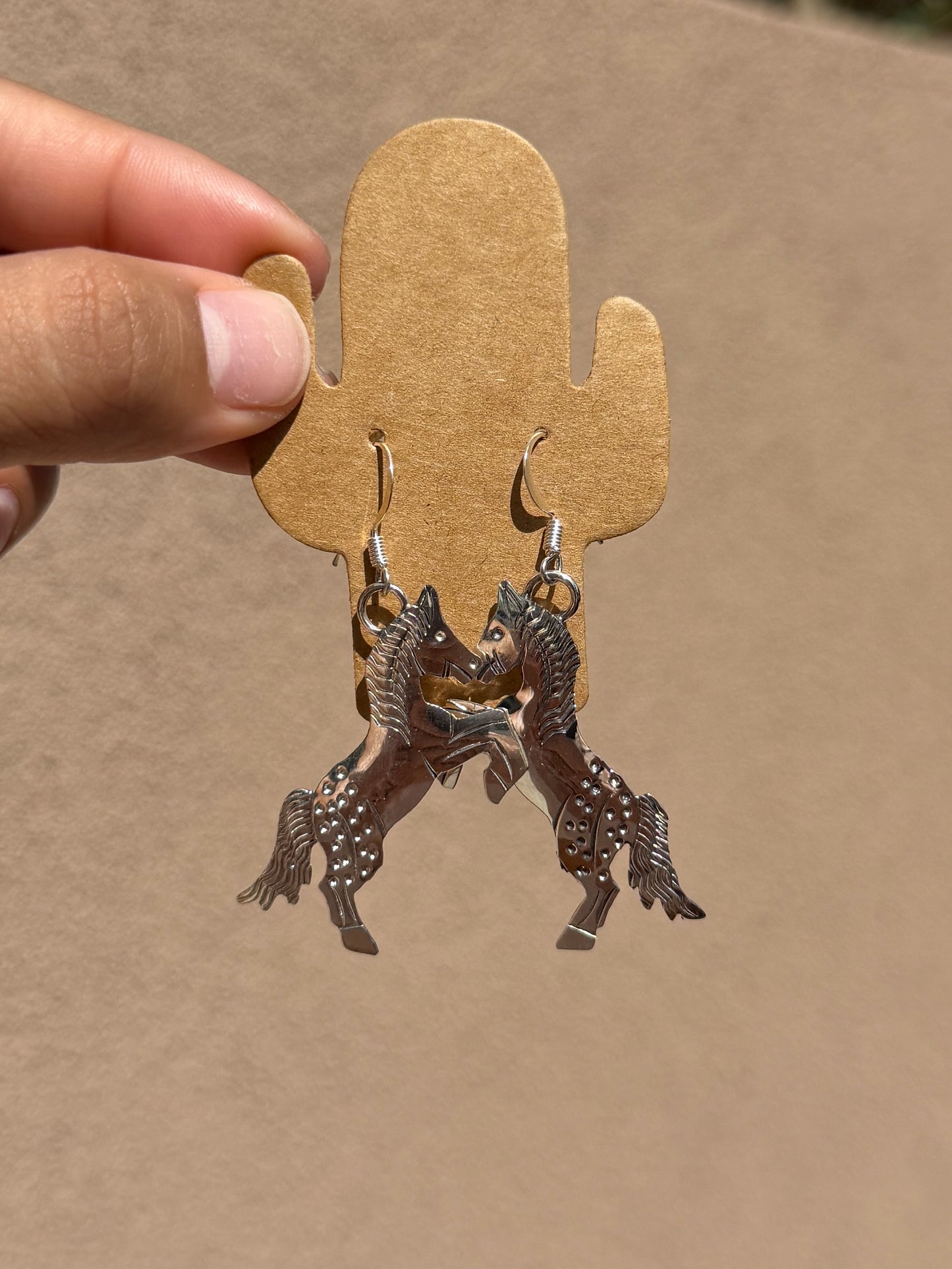 Louise Yazzie Silver horse dangles