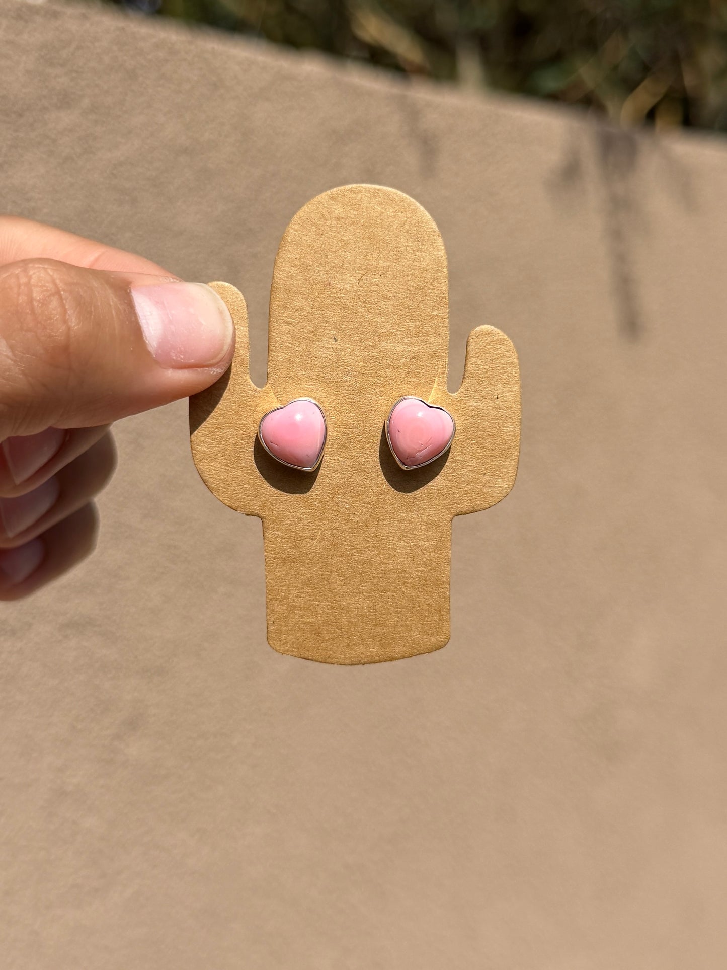 Pink Conch heart studs