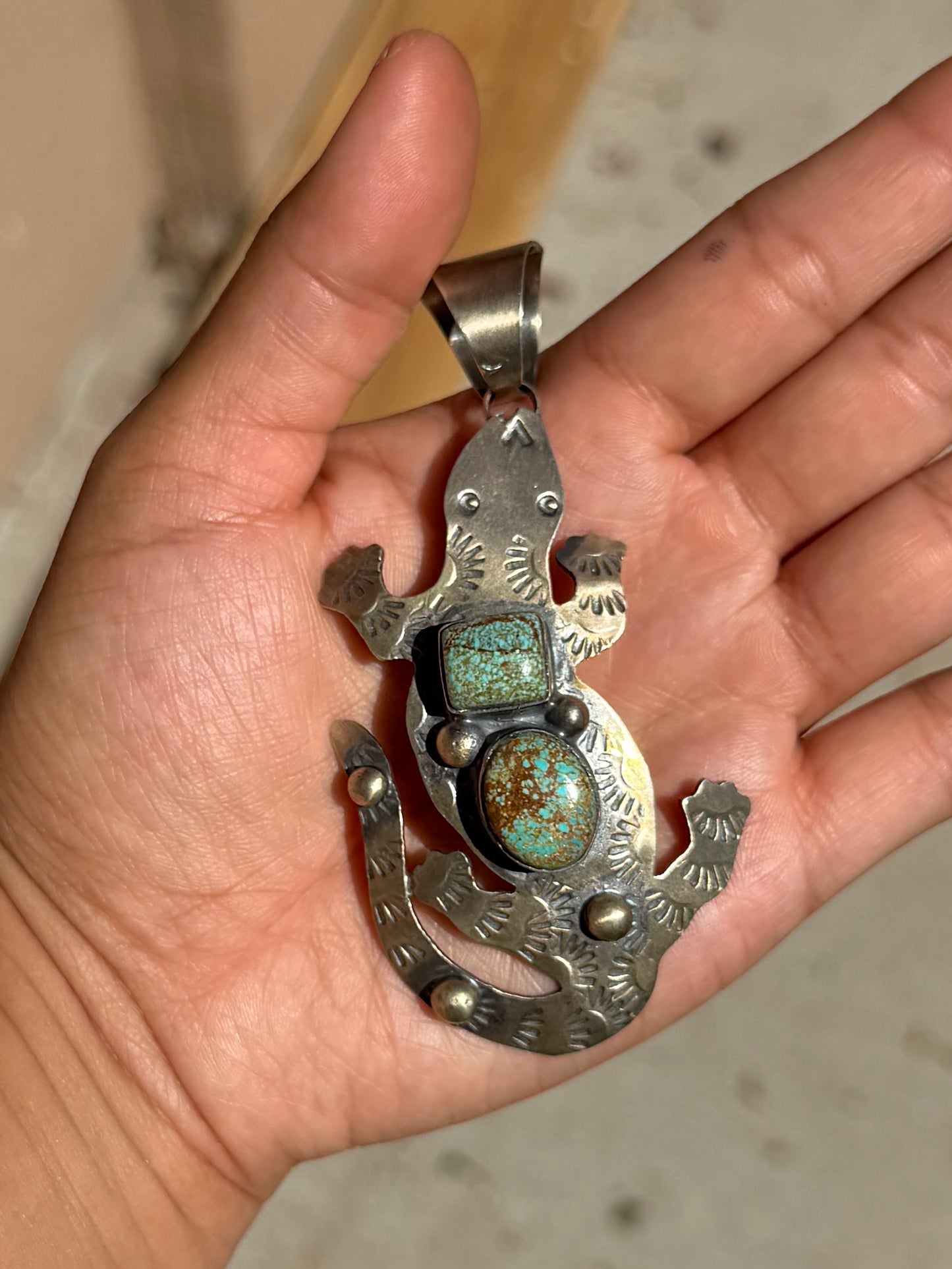 Chimney Butte Mine #8 TQ lizard pendant
