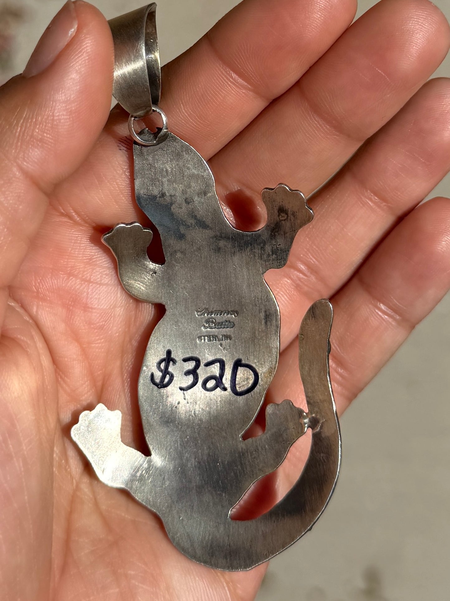 Chimney Butte Mine #8 TQ lizard pendant