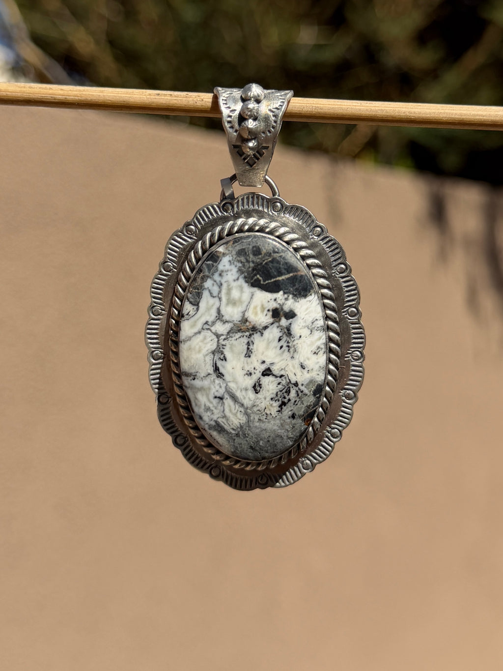 Jeff Largo White buffalo scalloped pendant