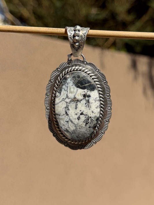 Jeff Largo White buffalo scalloped pendant