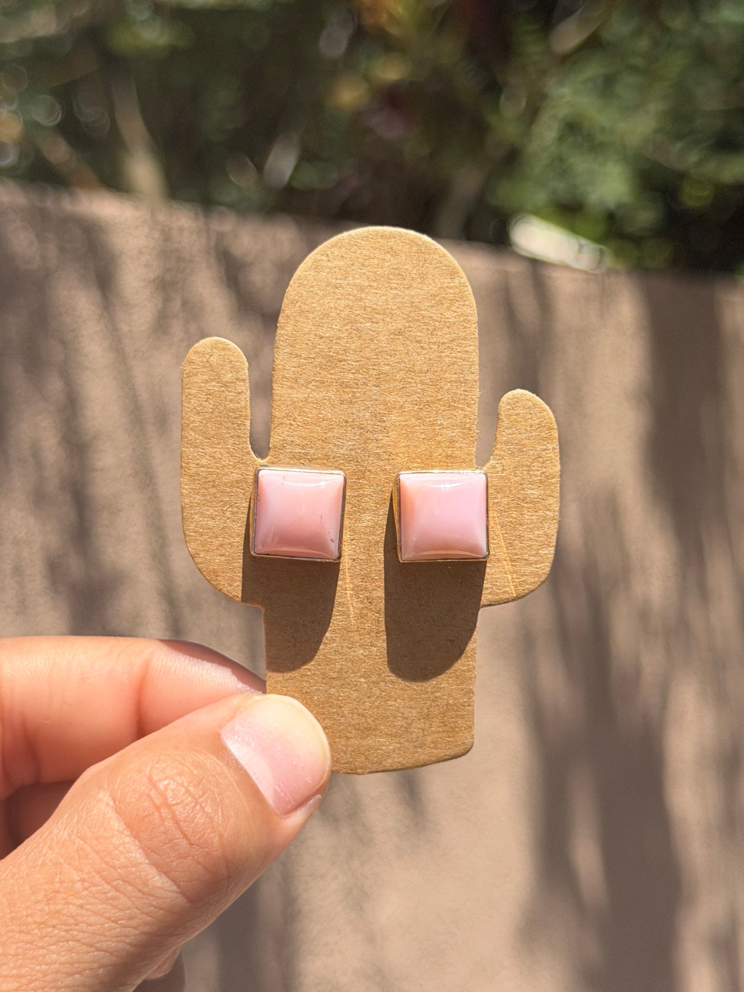 Pink Conch square studs