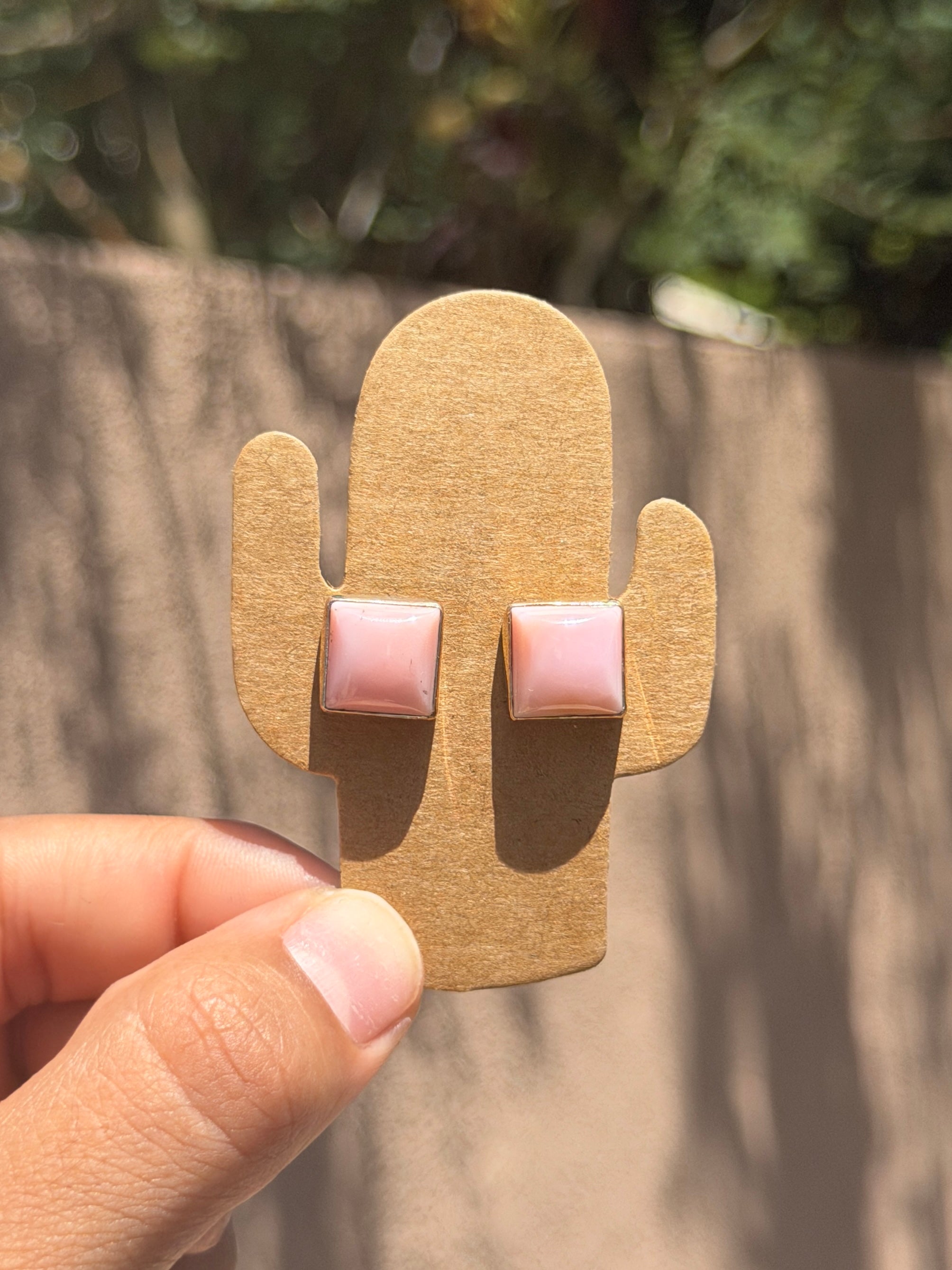 Pink Conch square studs