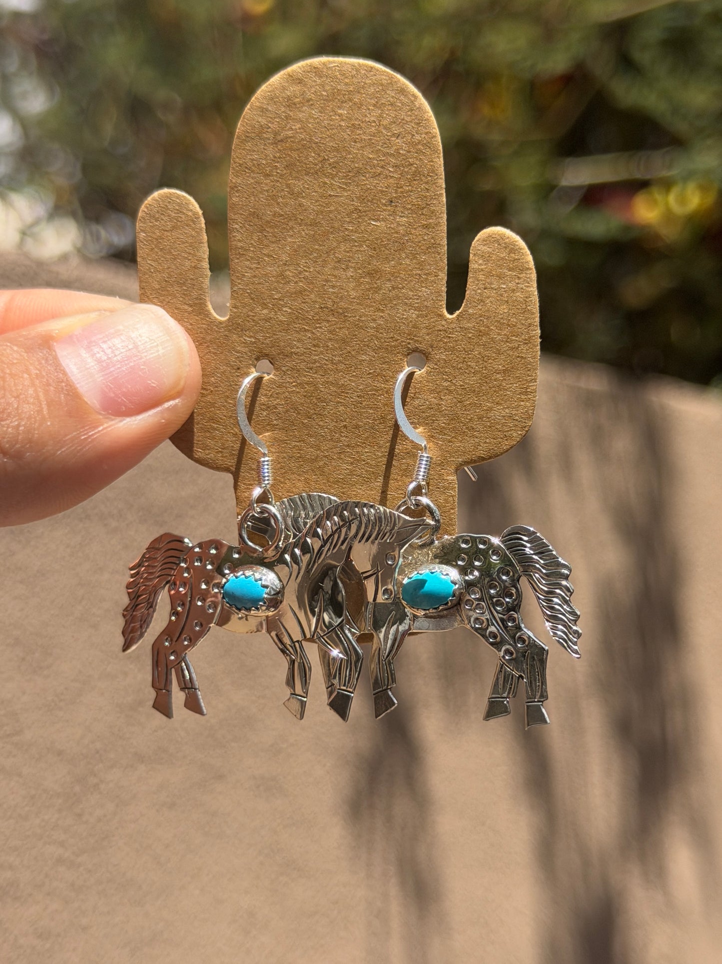 Louise Yazzie horse & turquoise dangles