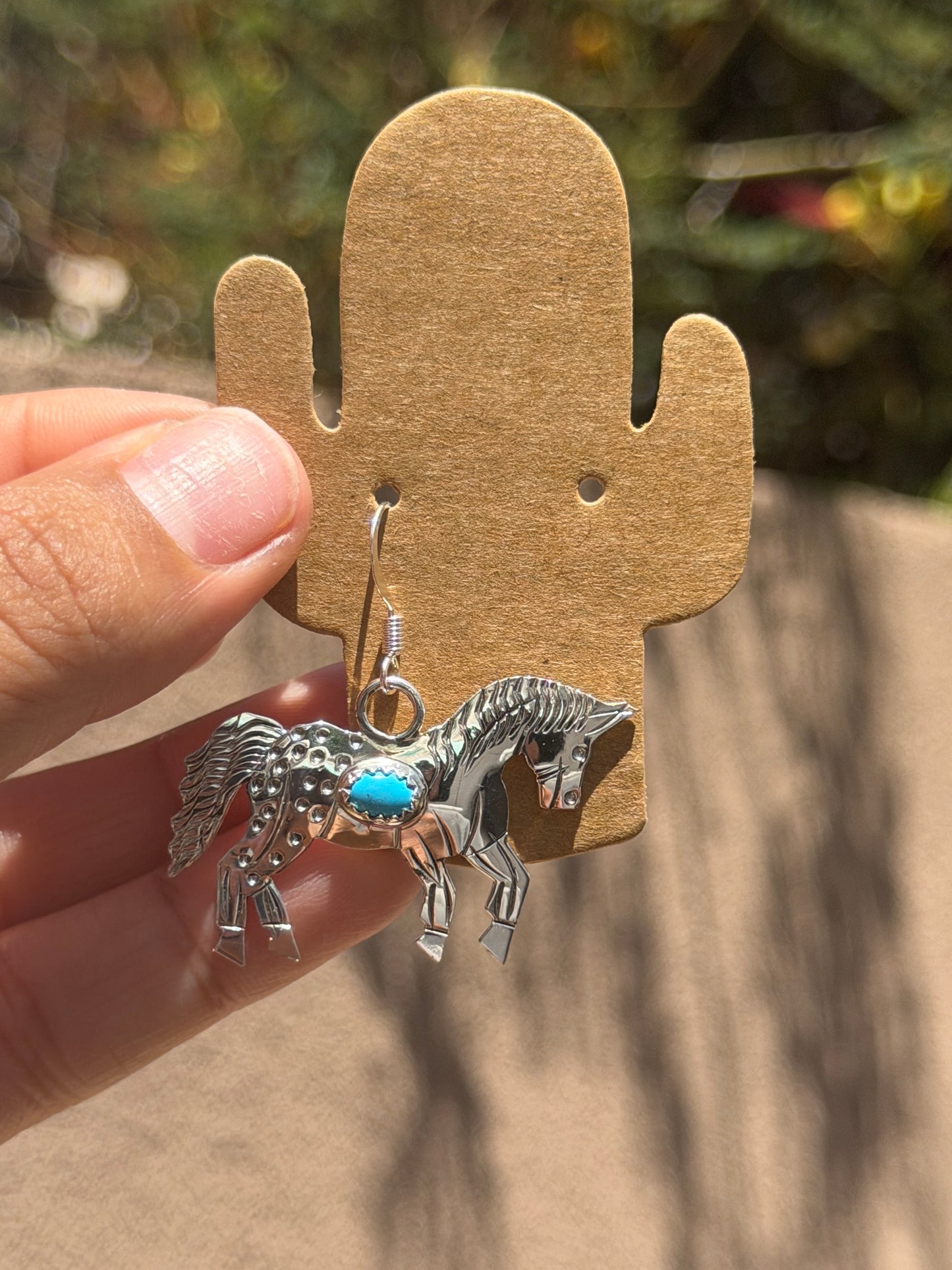 Louise Yazzie horse & turquoise dangles
