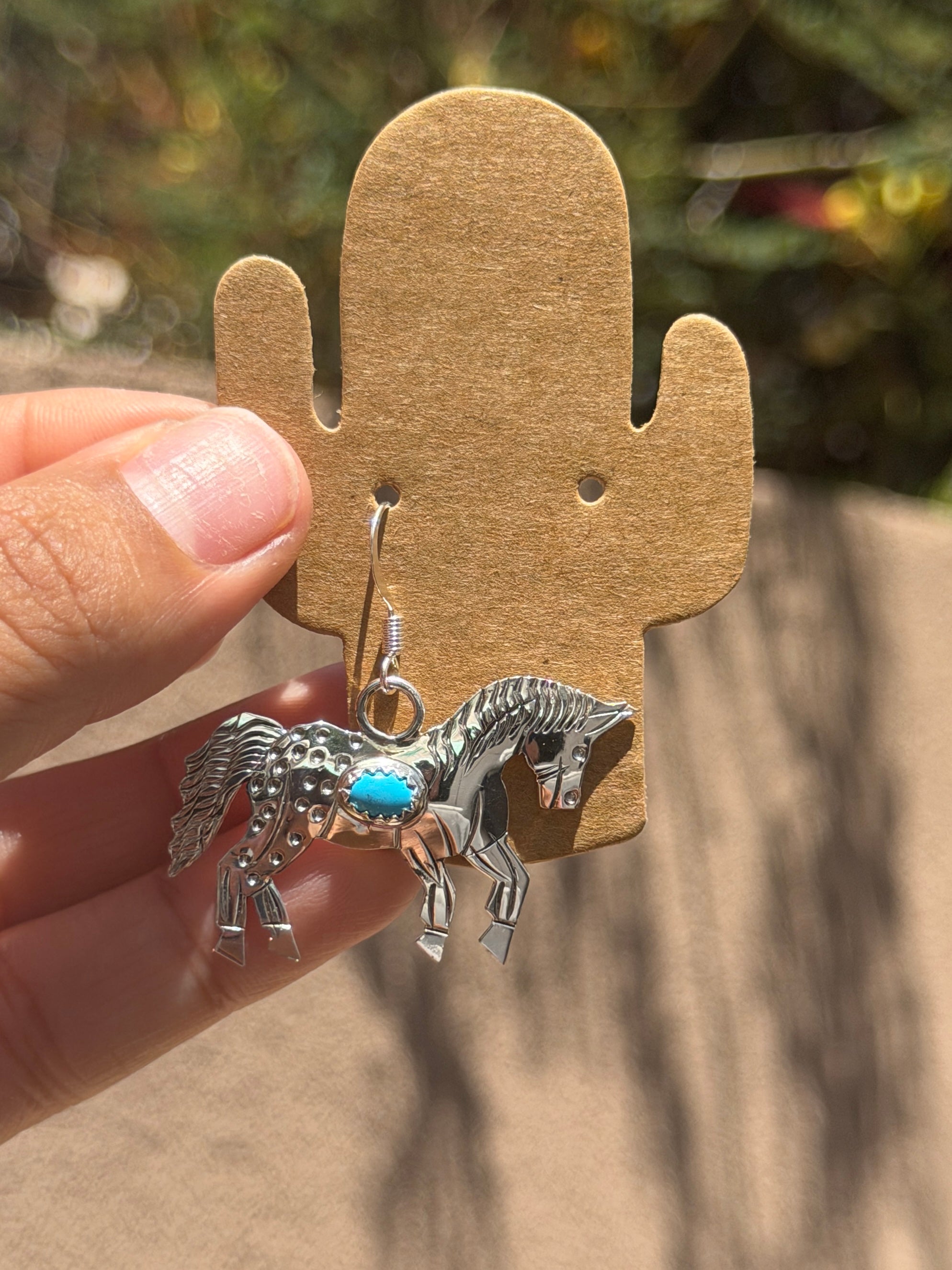 Louise Yazzie horse & turquoise dangles