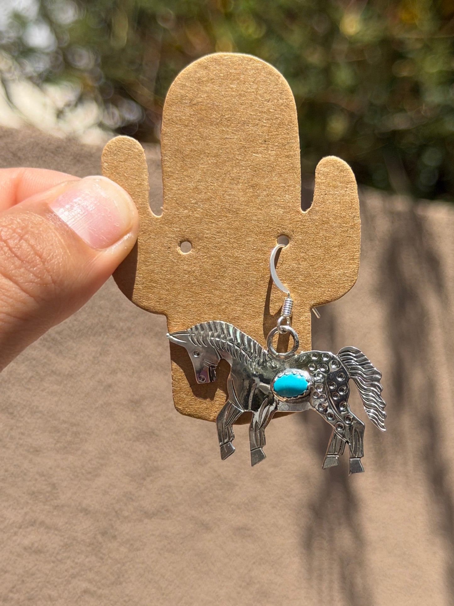 Louise Yazzie horse & turquoise dangles