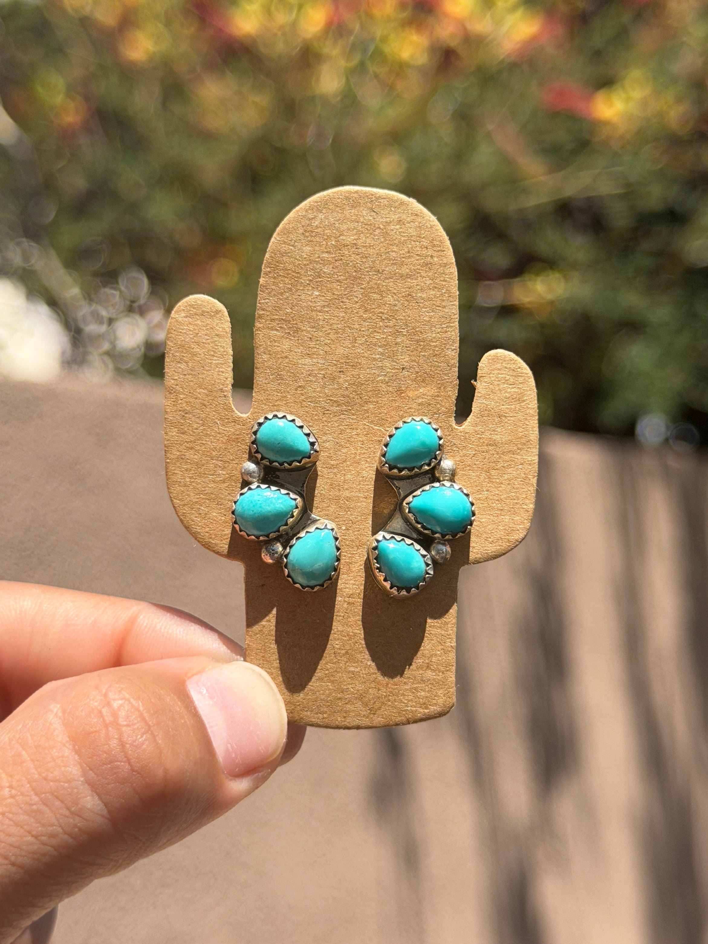 3 stone Turquoise earrings
