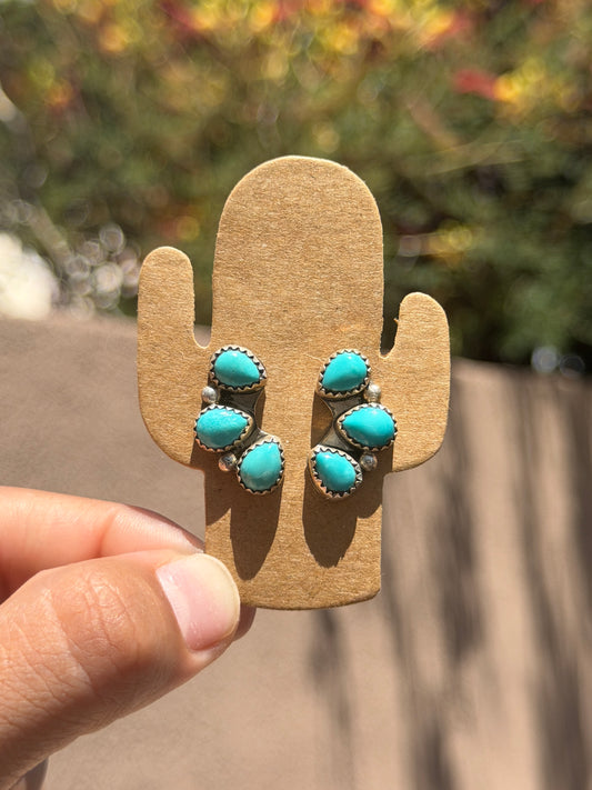 3 stone Turquoise earrings