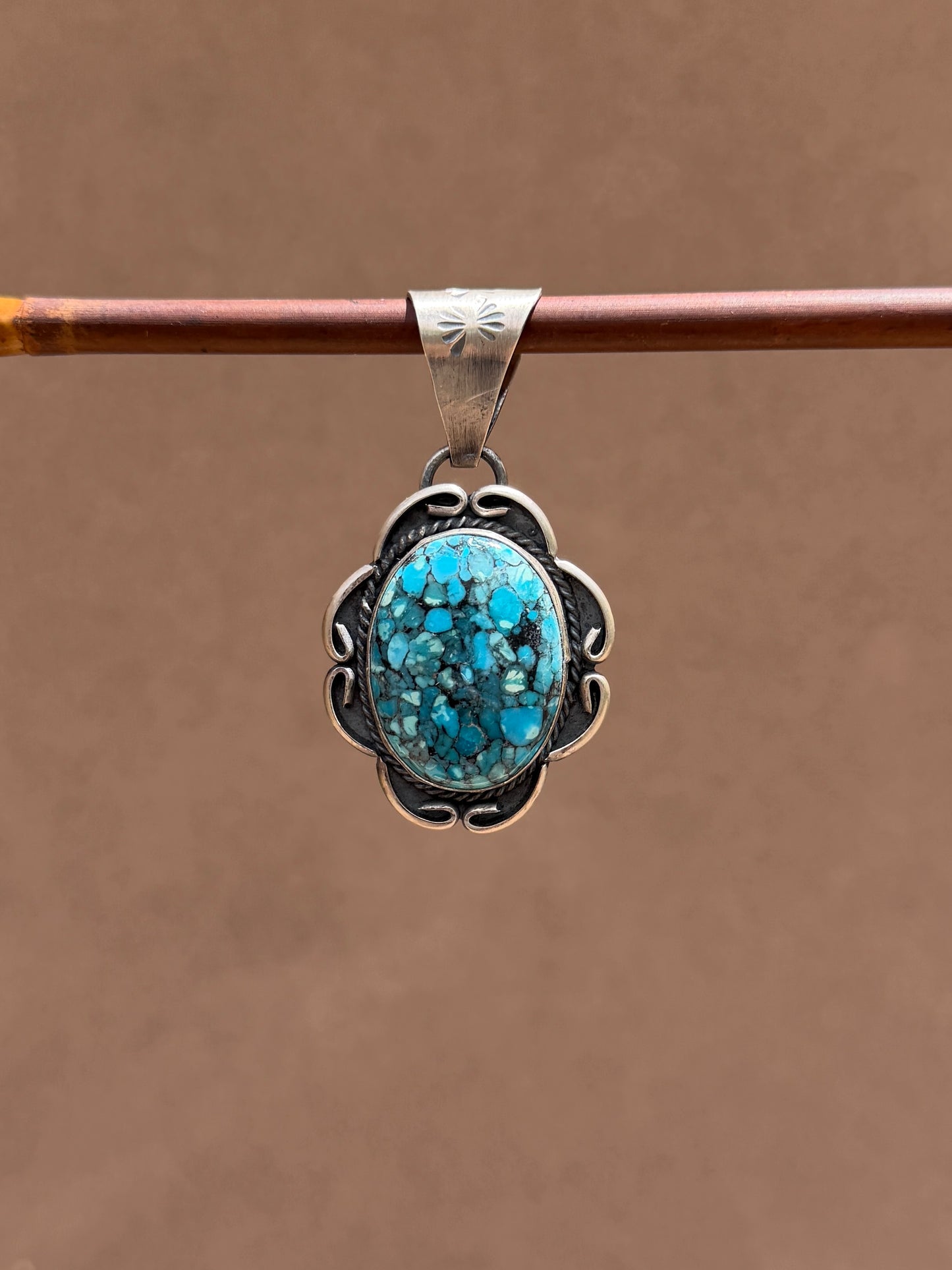 Gilbert Nez Spider Web turquoise pendant