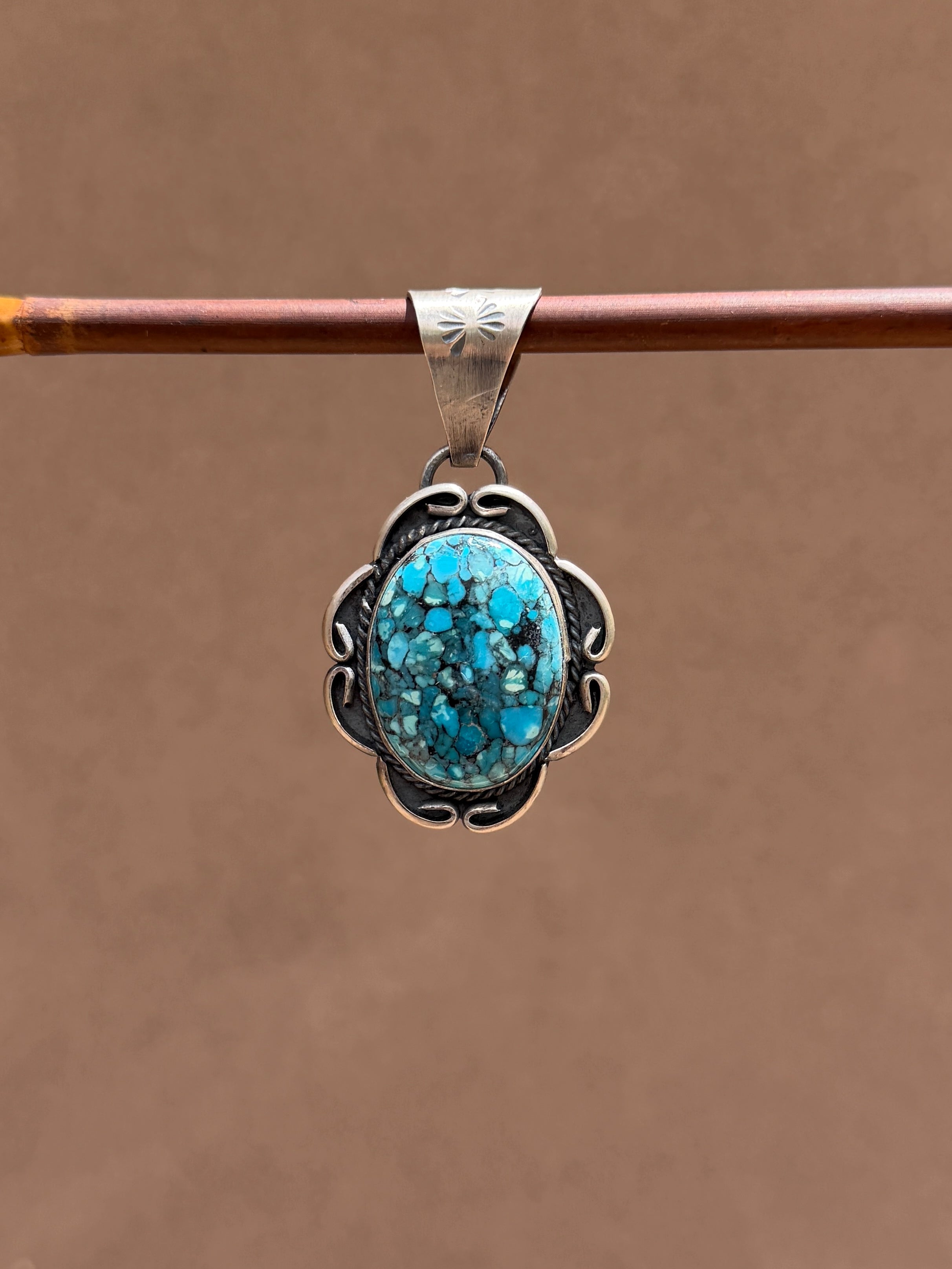 Gilbert Nez Spider Web turquoise pendant