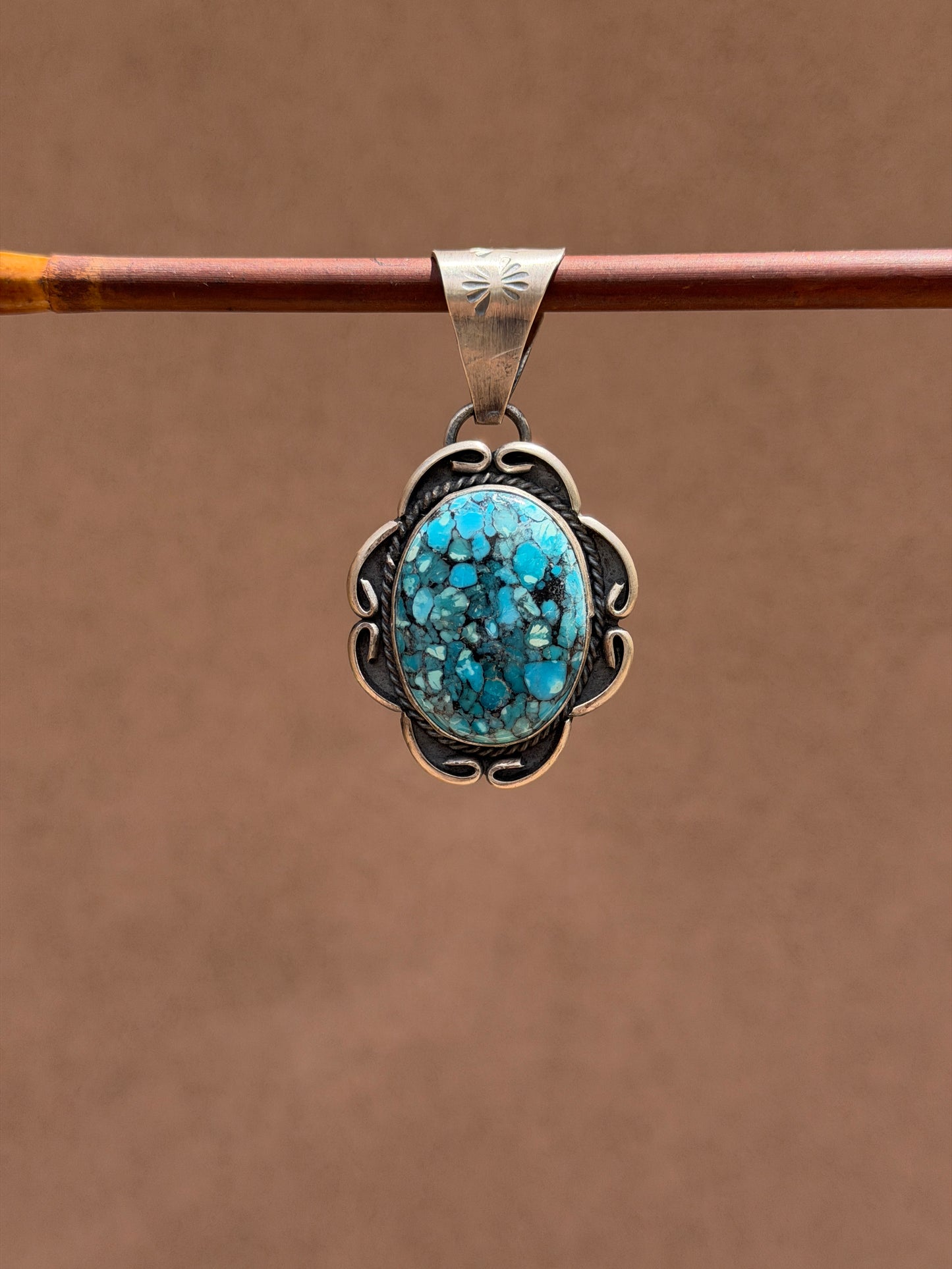Gilbert Nez Spider Web turquoise pendant
